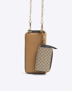 Brown 2 in 1 monogram purse