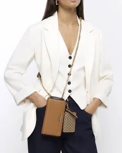 Brown 2 in 1 monogram purse