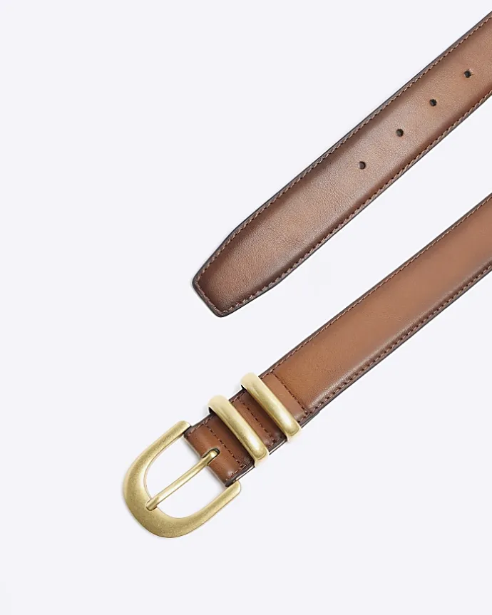 Brown faux leather belt