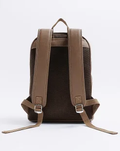 Brown faux leather rucksack