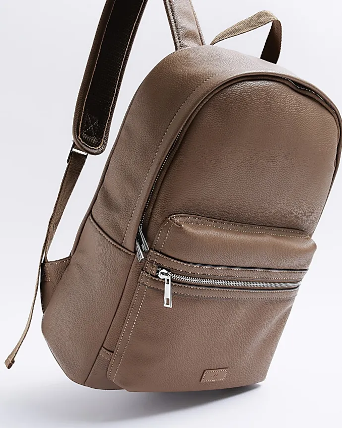 Brown faux leather rucksack