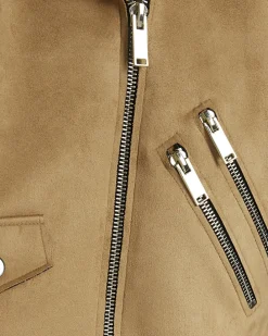 Brown faux suede Biker Jacket