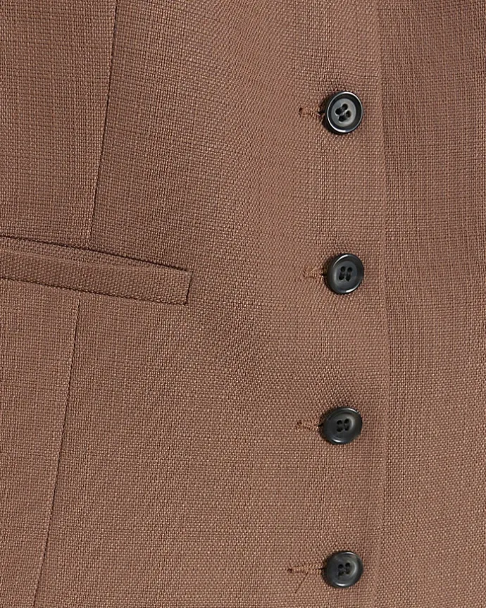 Brown high V-neck waistcoat