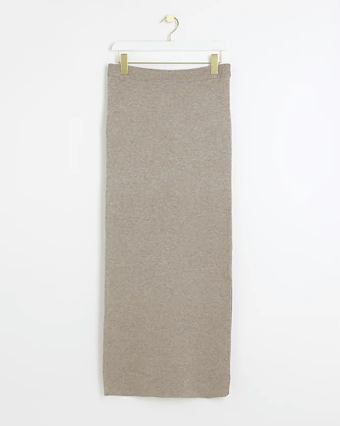 Brown knit maxi skirt
