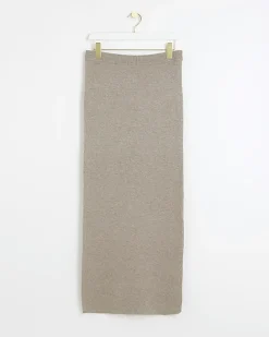 Brown knit maxi skirt