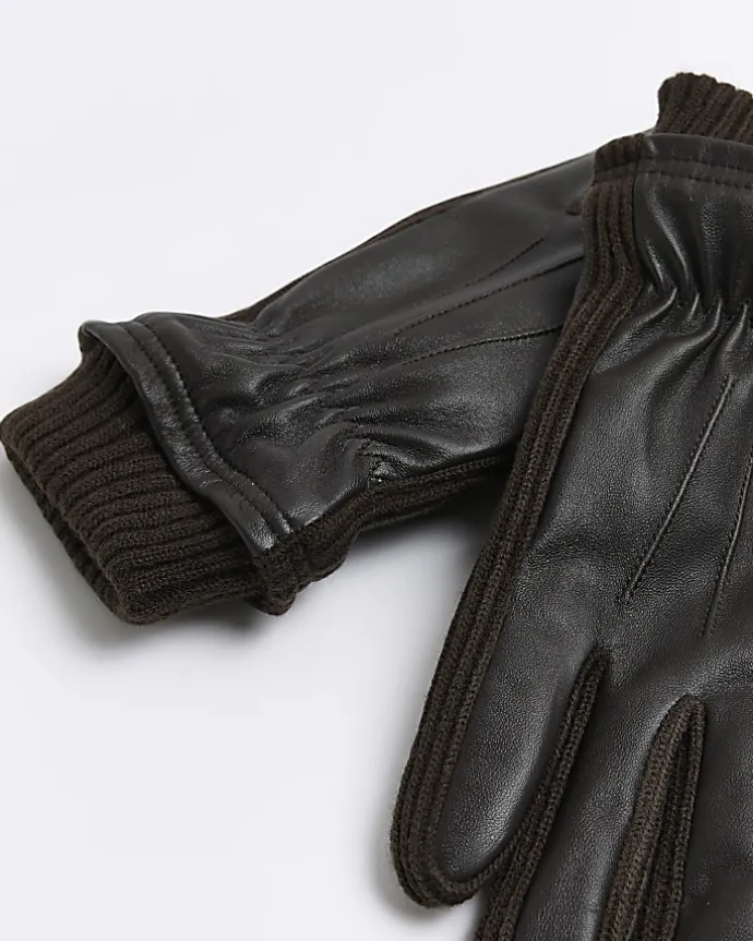Brown leather gloves