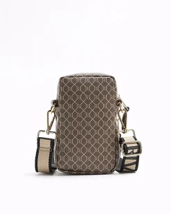 Brown monogram phone holder bag