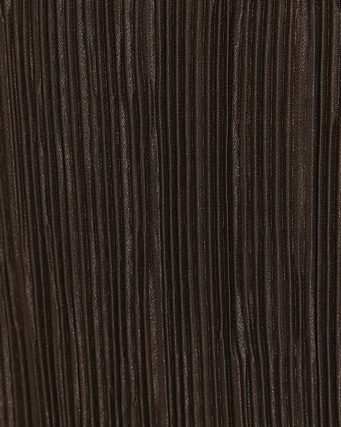 Brown plisse asymmetric bodycon midi dress