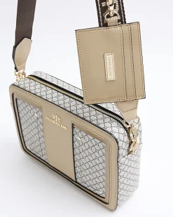 Brown RI monogram boxy cross body bag