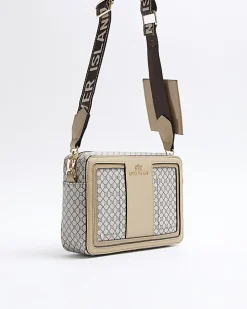 Brown RI monogram boxy cross body bag