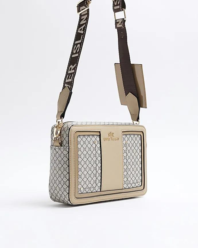 Brown RI monogram boxy cross body bag