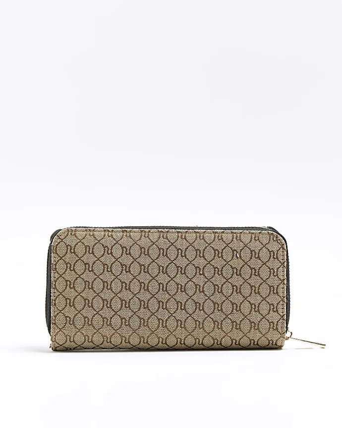 Brown RI monogram fold out purse