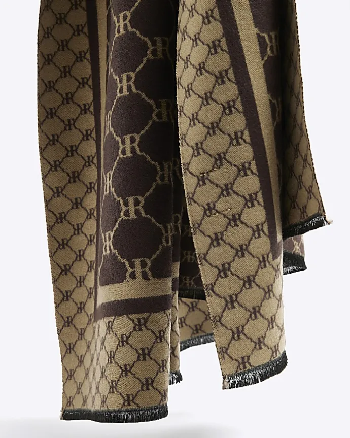Brown RI monogram scarf