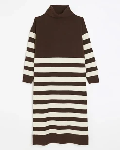 Brown stripe jumper midi dress