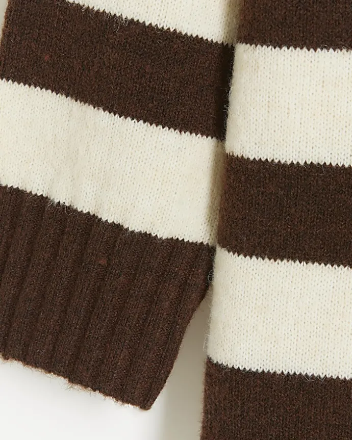 Brown stripe jumper midi dress