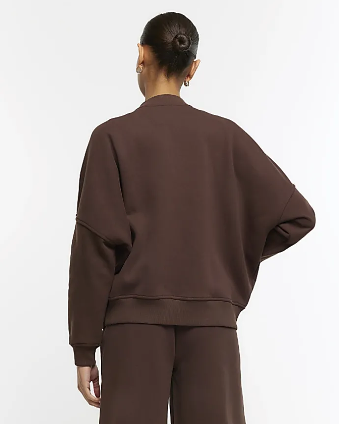 Brown zip up bomber sweatshirt