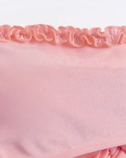 Coral frill bandeau bikini top