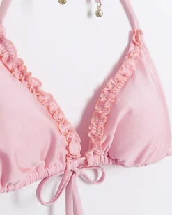 Coral Frill Triangle Bikini Top