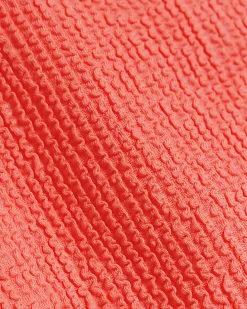 Coral high waisted crinkle bikini bottoms
