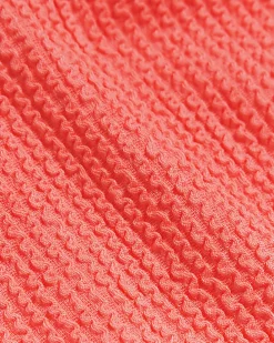 Coral low waist crinkle bikini bottoms