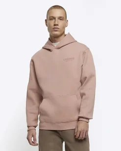 Coral regular fit graphic hoodie