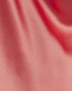 Coral satin cowl neck cami top