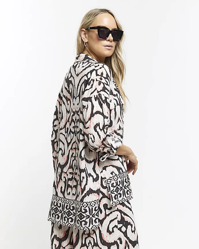 Cream abstract beach shirt