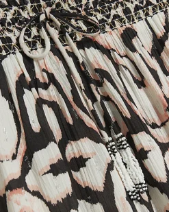 Cream abstract wide leg beach trousers