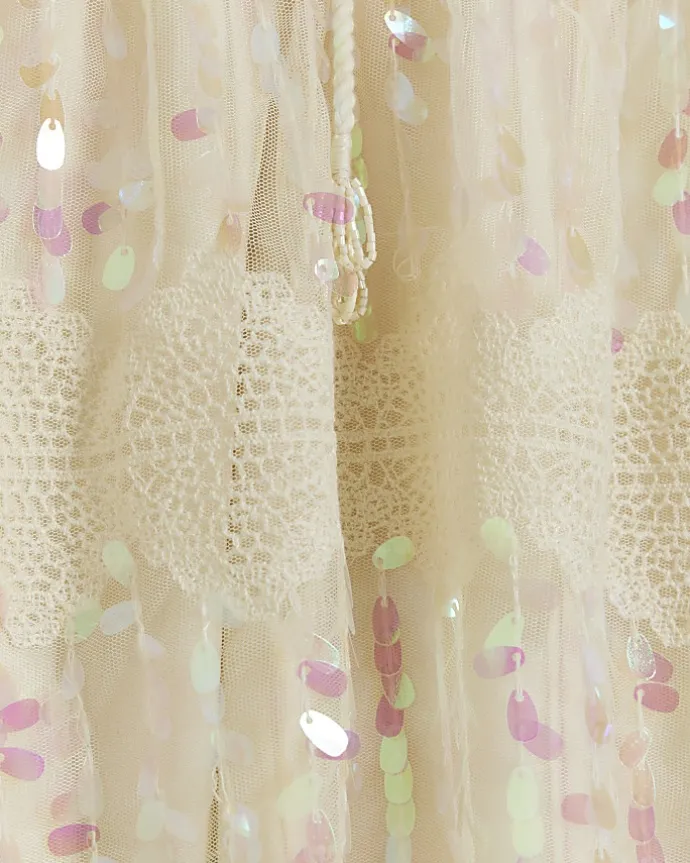 Cream crochet sequin beach mini dress