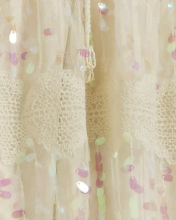 Cream crochet sequin beach mini dress