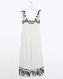 Cream embroidered bandeau jumpsuit