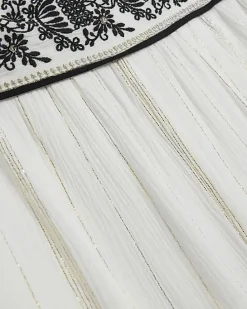 Cream embroidered bandeau jumpsuit