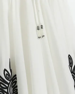 Cream embroidered plunge beach maxi dress