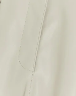 Cream faux leather paperbag trousers