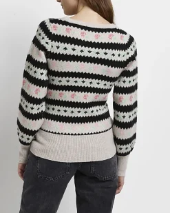 Cream floral fairisle maternity jumper