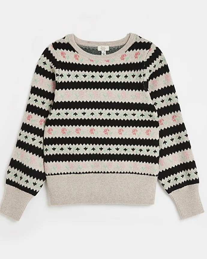 Cream floral fairisle maternity jumper