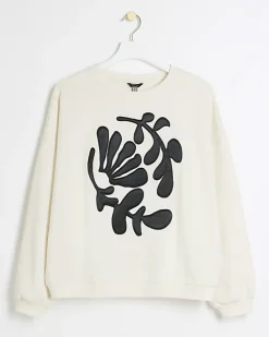 Cream flower sweatshirt