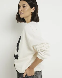 Cream flower sweatshirt