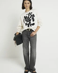 Cream flower sweatshirt