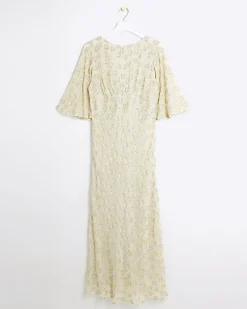 Cream glitter star maxi dress