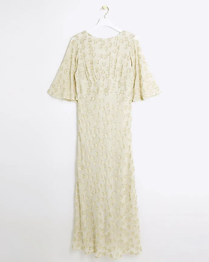 Cream glitter star maxi dress