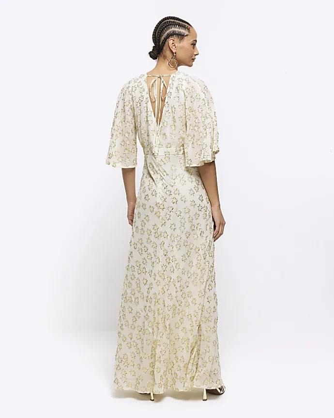 Cream glitter star maxi dress