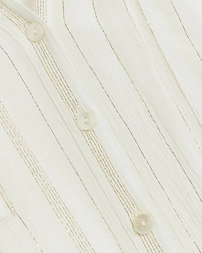 Cream metallic stripe beach shirt