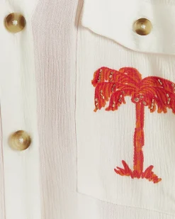 Cream palm tree beach shirt