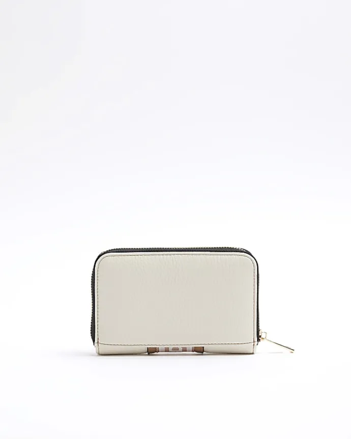 Cream panelled webbing purse