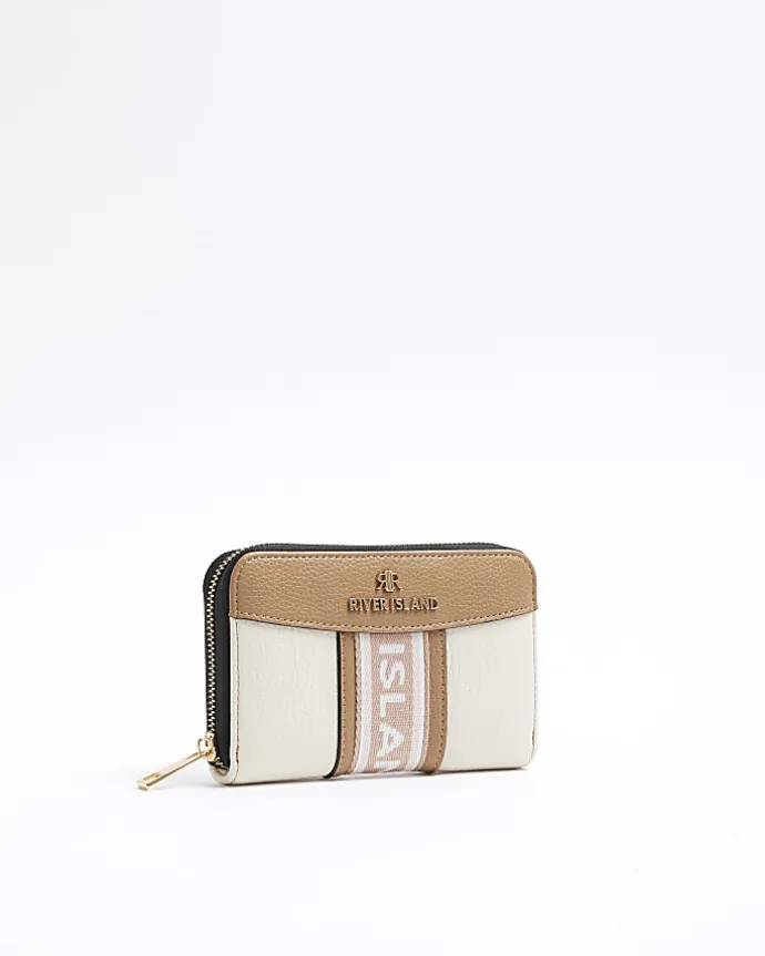 Cream panelled webbing purse