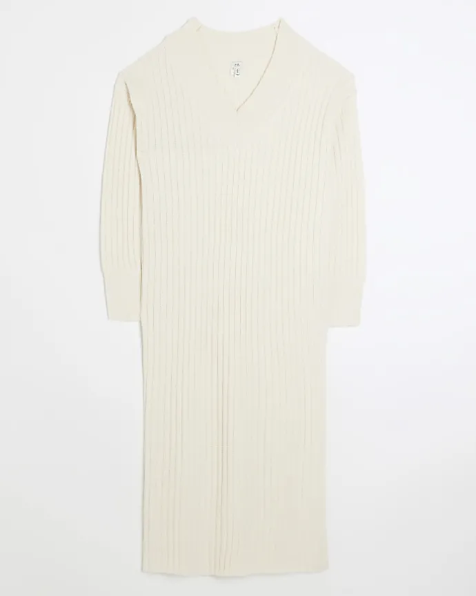Cream rib jumper maxi dress