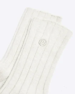 Cream rib socks