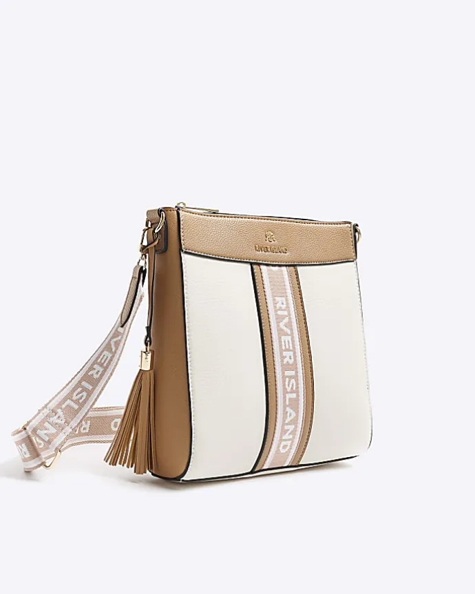 Cream webbing messenger cross body bag