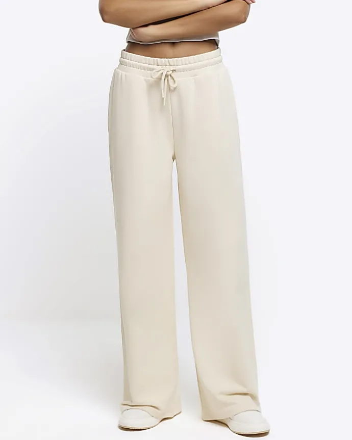 Cream wide leg joggers
